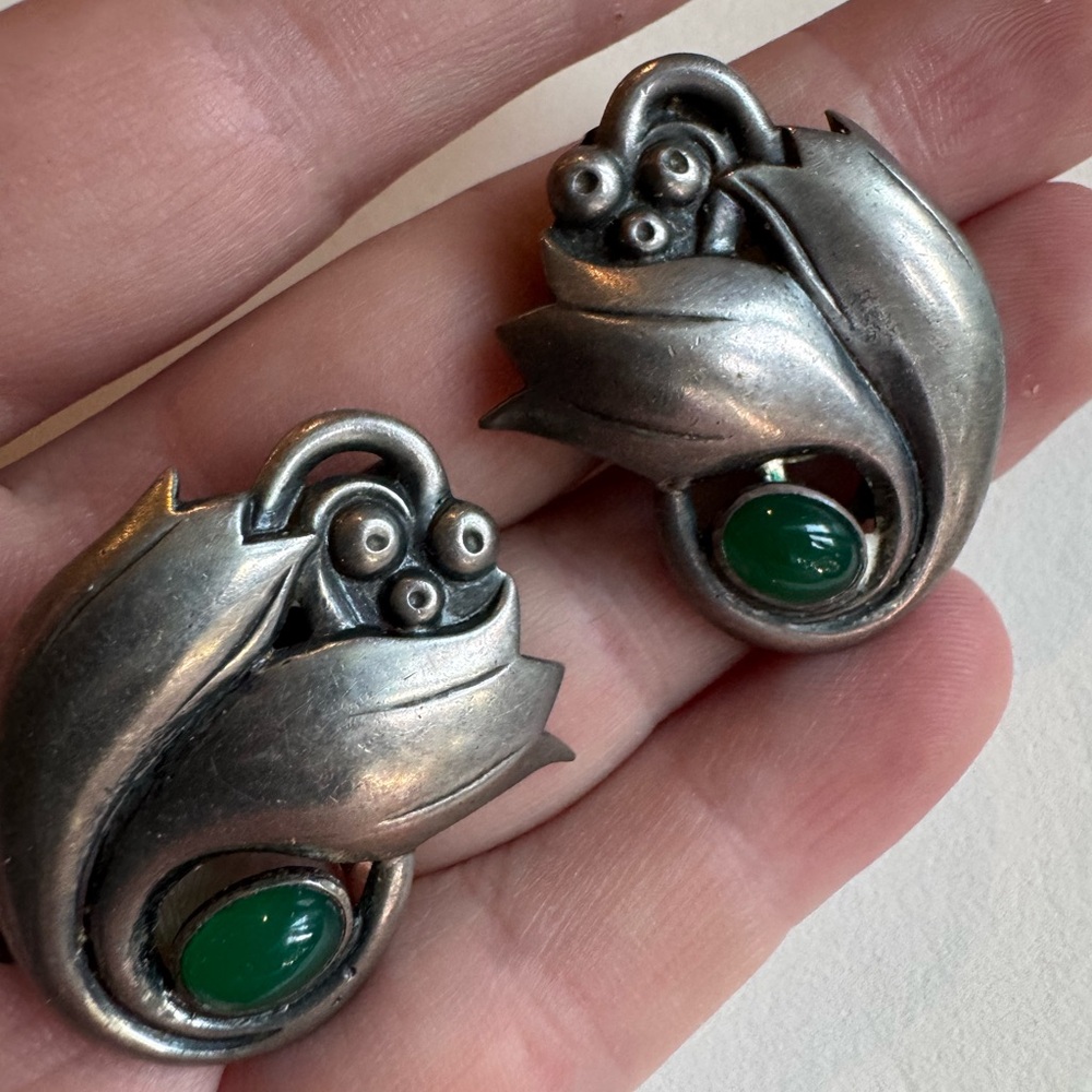 Vintage OTIS Sterling Silver Tulip Clip-On Earrings 18.8g